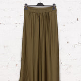 Fustă lungă pe bie Elina kaki satinat