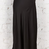 Fustă lungă pe bie Elina negru satinat