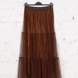 Fustă din tul cu volane Alva maro