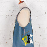 Geantă tote din piele handmade Bijou albastră