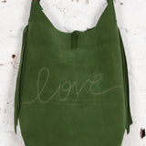 Geantă tote din piele handmade Bijou verde