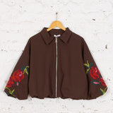 Jachetă bomber Kleio maro cu broderie