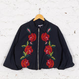 Jachetă bomber Kleio bleumarin cu broderie