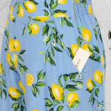 Pantaloni Betsy din vâscoză bleu cu lămâi