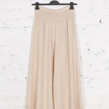 Pantaloni largi din in Remy crem