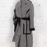 Pardesiu din lână cu detalii brute Roux alb-negru