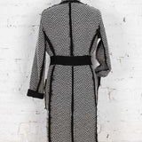 Pardesiu din lână cu detalii brute Roux alb-negru