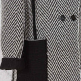 Pardesiu din lână cu detalii brute Roux alb-negru