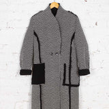 Pardesiu din lână cu detalii brute Roux alb-negru