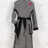 Pardesiu din lână cu detalii brute Roux alb-negru