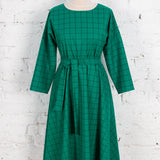 Rochie Pearl din bumbac verde cu carouri