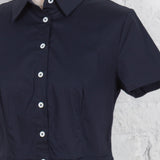 Rochie cămașă din bumbac Delora bleumarin cu dungi