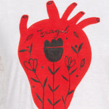 Tricou pictat "Fragile cœur" alb