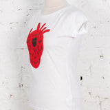 Tricou pictat "Fragile cœur" alb