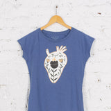 Tricou pictat "Fragile cœur" bleu