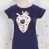 Tricou pictat "Fragile cœur" bleumarin