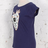 Tricou pictat "Fragile cœur" bleumarin