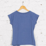 Tricou pictat și deșirat "Lumière" bleu