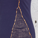 Tricou pictat și deșirat "Kintsugi" bleumarin