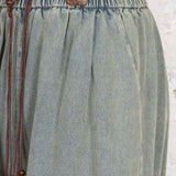 Pantaloni 3/4 largi din denim Noa gri prespălat