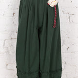 Pantaloni 3/4 largi din denim Noa verde închis