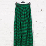 Pantaloni Betsy din stofă de lână negru-verde