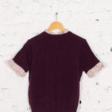 Pulover din tricot cu detalii în carouri Junia violet