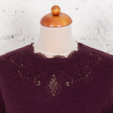 Pulover din tricot cu detalii brodate Erina bordo
