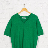 Pulover oversized cu decolteu în V Tamara verde
