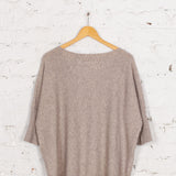Pulover oversized cu guler barcă Velda bej