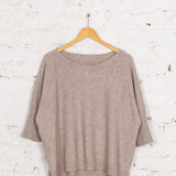 Pulover oversized cu guler barcă Velda bej