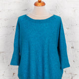 Pulover oversized cu guler barcă Velda bleu