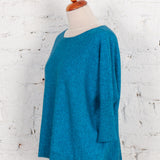 Pulover oversized cu guler barcă Velda bleu