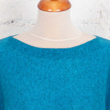 Pulover oversized cu guler barcă Velda bleu
