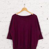 Pulover oversized cu guler barcă Velda bordo