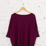 Pulover oversized cu guler barcă Velda bordo