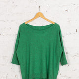 Pulover oversized cu guler barcă Velda verde