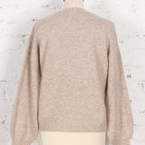 Pulover cu lână și text brodat Eloise bej