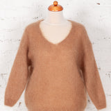 Pulover tricotat din mohair Dahlia bej