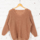 Pulover tricotat din mohair Dahlia bej