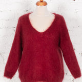 Pulover tricotat din mohair Dahlia bordo