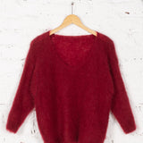 Pulover tricotat din mohair Dahlia bordo