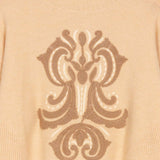 Pulover tricotat cu broderie Sorelle bej