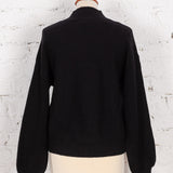 Pulover tricotat cu broderie Sorelle negru