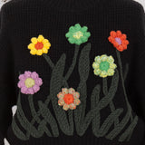 Pulover cu model floral April negru