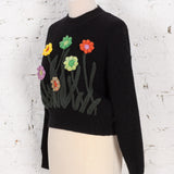 Pulover cu model floral April negru