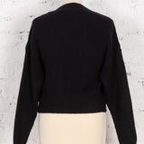 Pulover cu model floral April negru