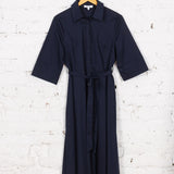 Rochie cămașă lungă din bumbac Ingrid bleumarin