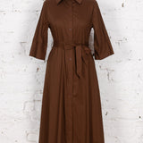 Rochie cămașă lungă din bumbac Ingrid maro