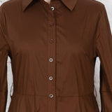 Rochie cămașă lungă din bumbac Ingrid maro